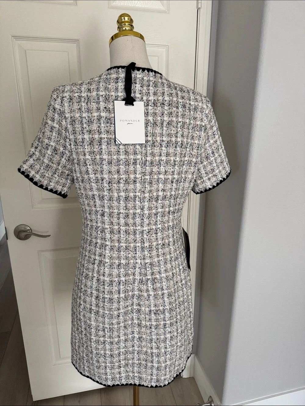 Pomander Place Black & White Tweed Mini Dress - Size Medium - Picture 7 of 10